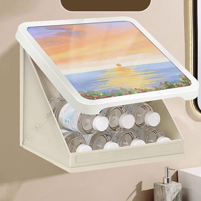Wall-Mounted Storage Box with Sunset Artwork