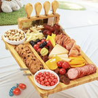 Wooden Cheese Board with Knife and Fork Set