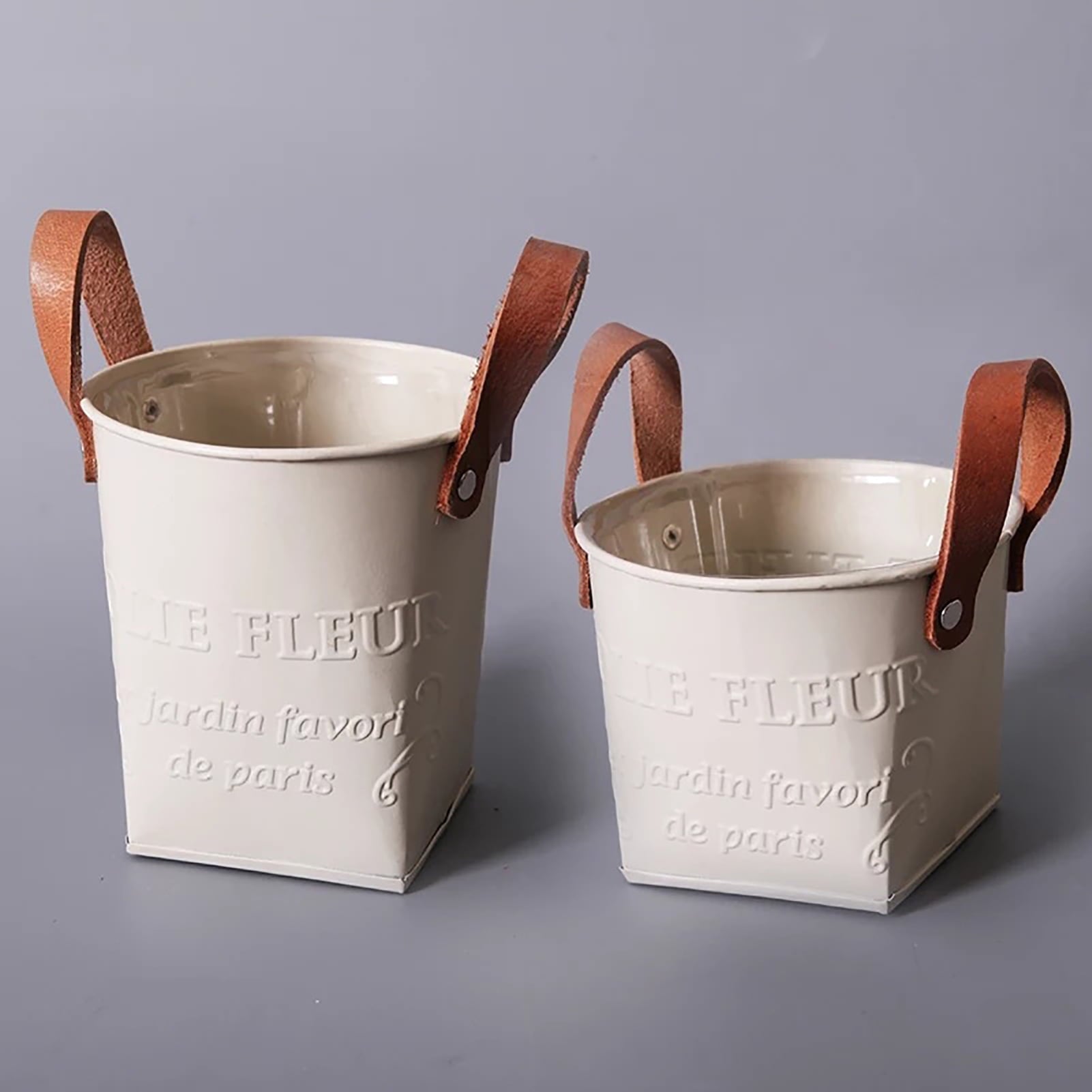 Garden Planters with Leather Handles