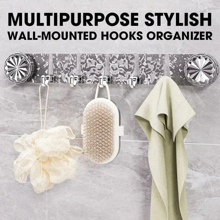 Self-Adhesive Wall Hook Rack with Foldable Hooks – No Drilling