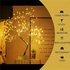 LED Tree Light with Copper Branches and Warm White Glow