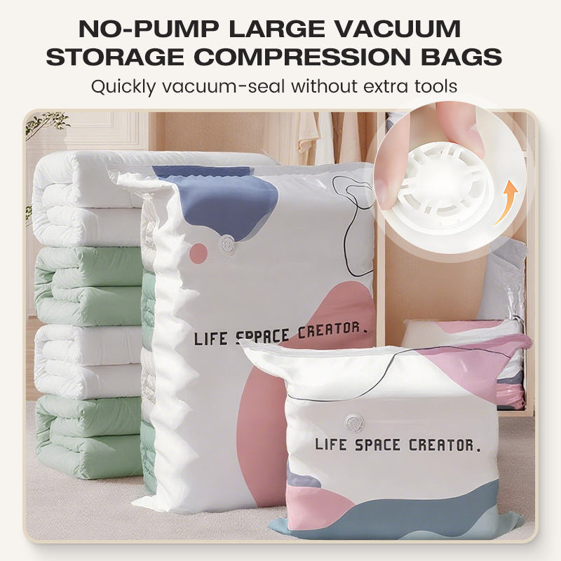 No-Pump Vacuum Storage Bags - Instant Compression
