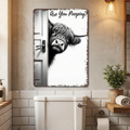 Bathroom Wall Sign with Vintage Metal Finish