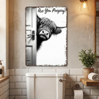 Bathroom Wall Sign with Vintage Metal Finish