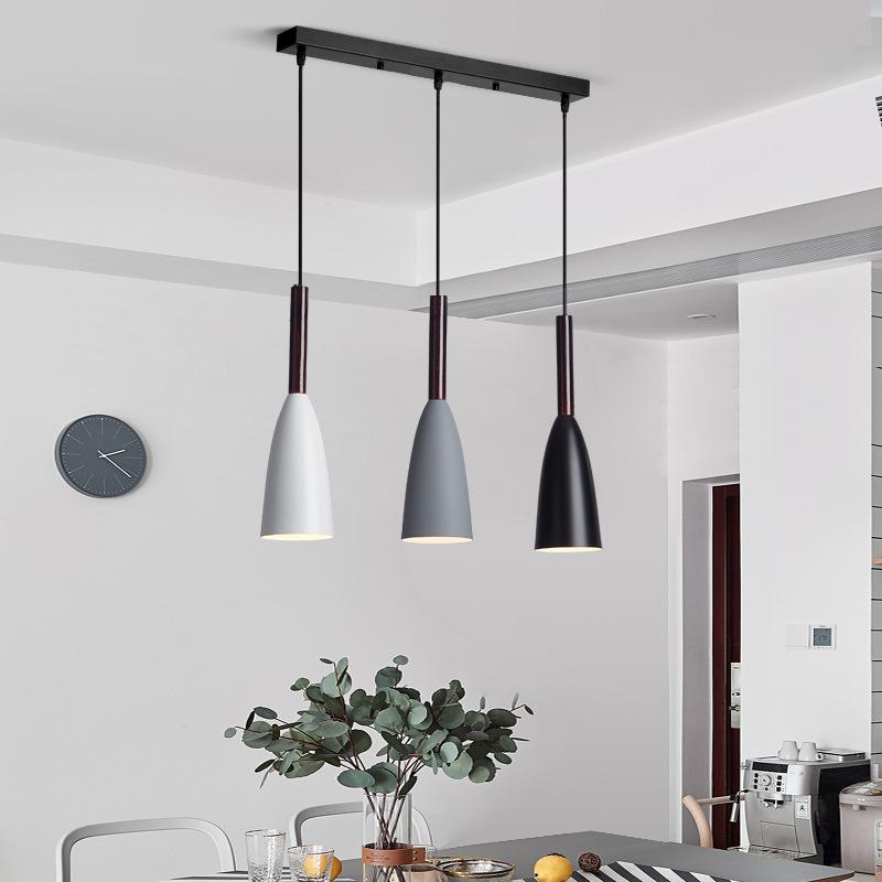 Modern Pendant Light Set with Wood Accents