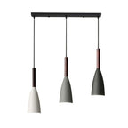 Modern Pendant Light Set with Wood Accents 3 Rectangular Mix