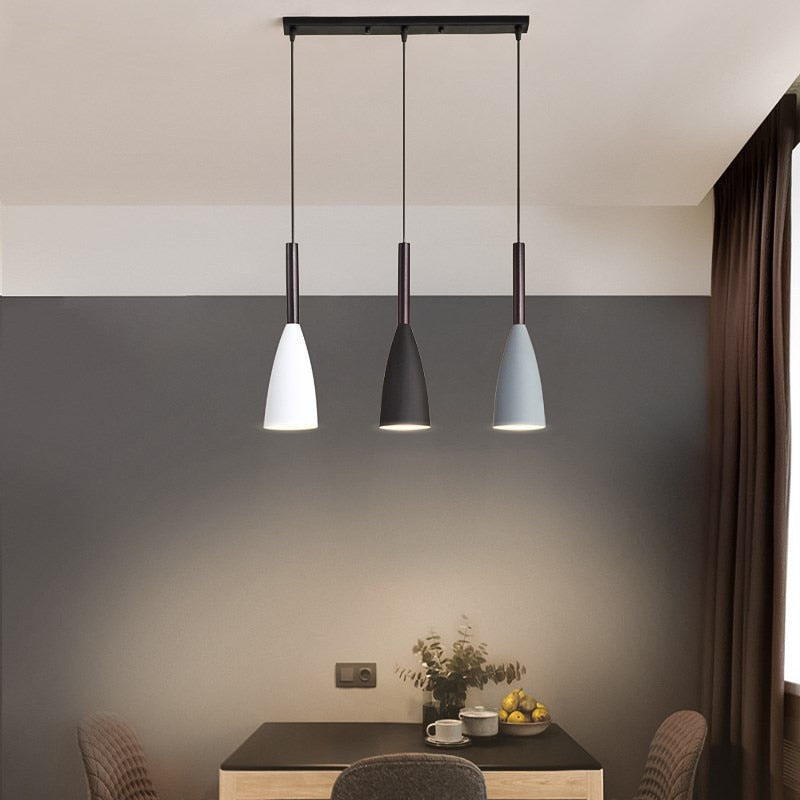 Modern Pendant Light Set with Wood Accents