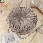 Round Velvet Floor Pillow – Soft Decorative Cushion Gray