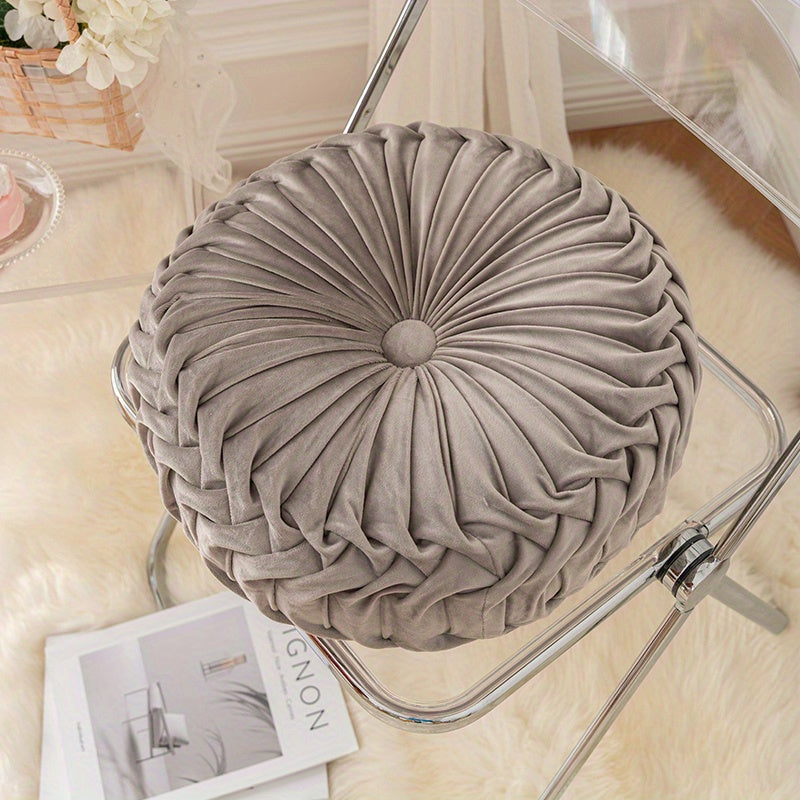 Round Velvet Floor Pillow – Soft Decorative Cushion Gray