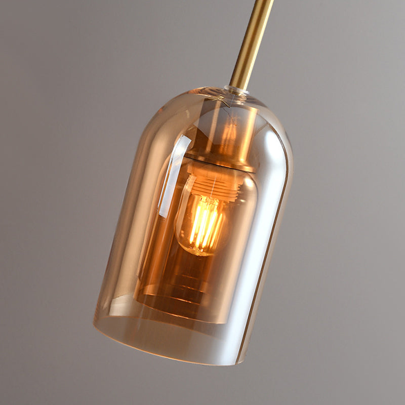 Modern Glass Pendant Light with Copper Finish