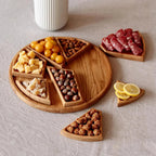 Round Wood Serving Tray with 8 Removable Compartments