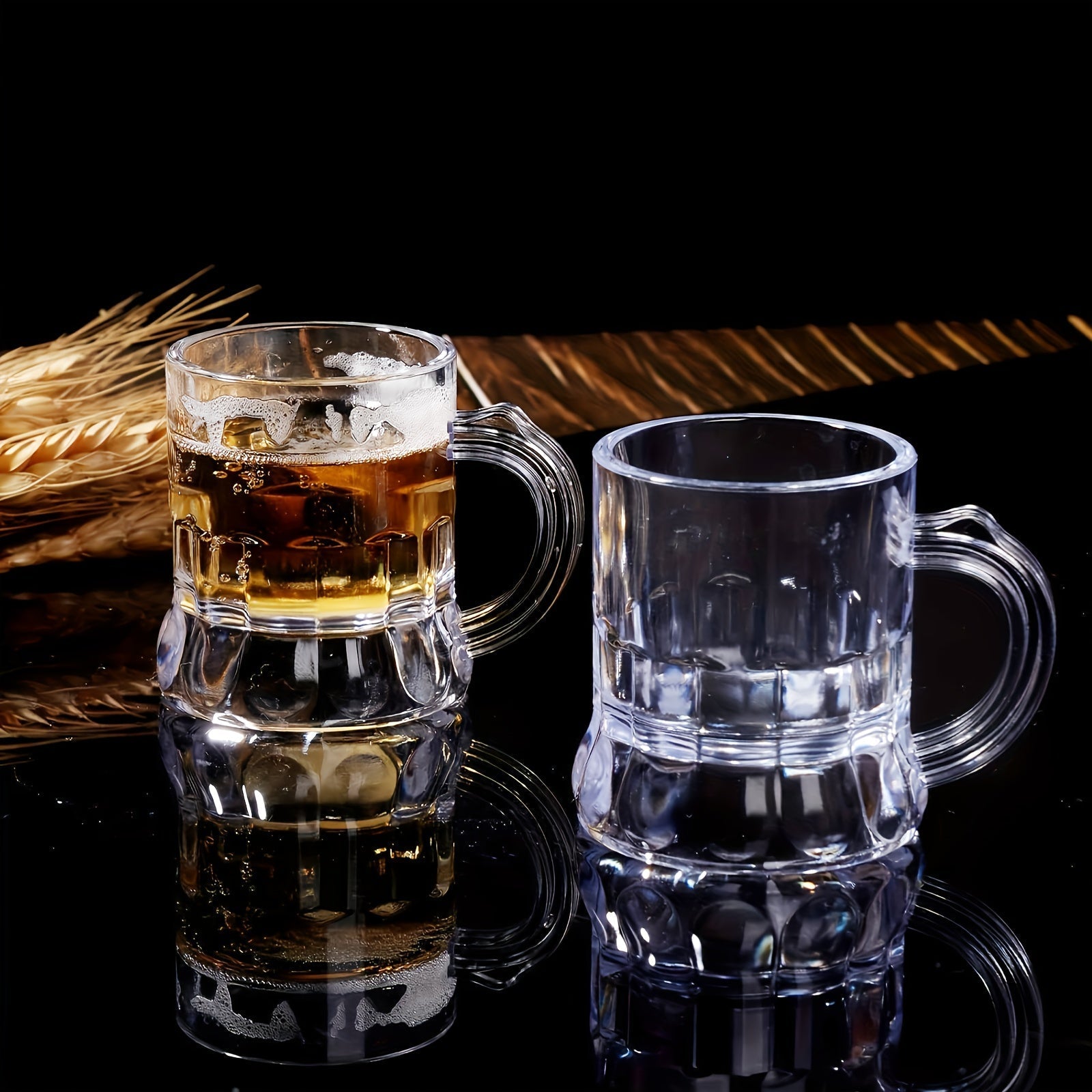 Mini Beer Mugs – Clear Plastic Shot Glasses with Handles