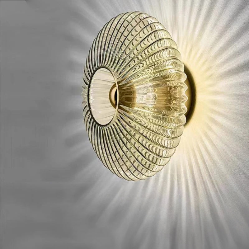 Glass Wall Sconce with Ribbed Design