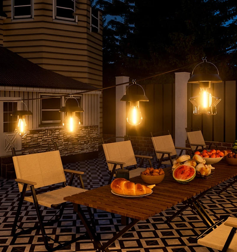 Solar Hanging Lights with Warm LED Filament