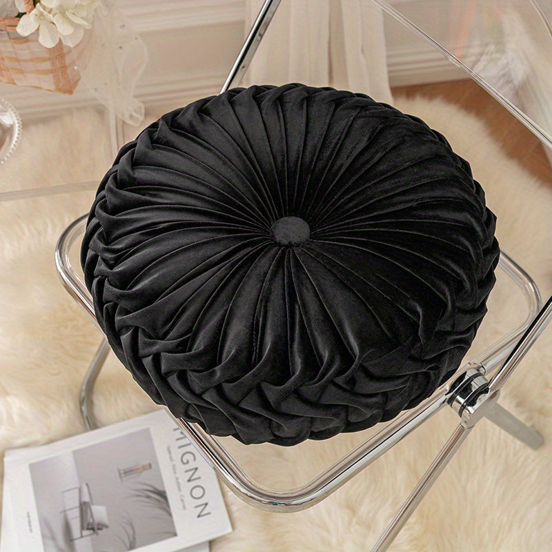 Round Velvet Floor Pillow – Soft Decorative Cushion Black