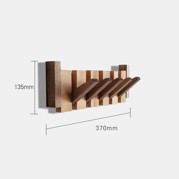 Piano-Style Wooden Wall Hook Rack with Multiple Pegs