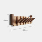 Piano-Style Wooden Wall Hook Rack with Multiple Pegs