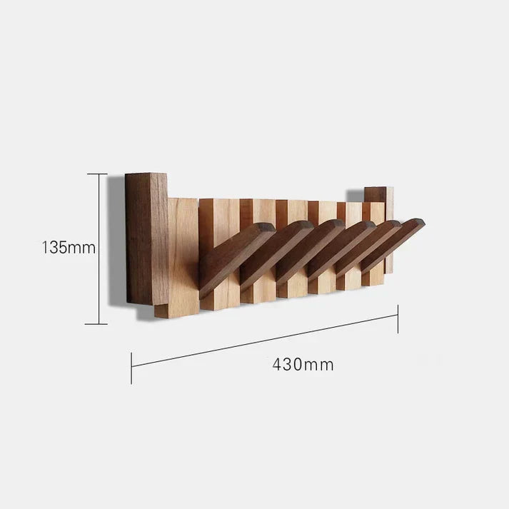 Piano-Style Wooden Wall Hook Rack with Multiple Pegs