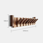 Piano-Style Wooden Wall Hook Rack with Multiple Pegs