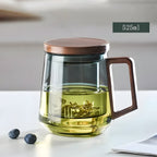 Glass Tea Mug with Infuser and Lid Green 17.8 fl oz