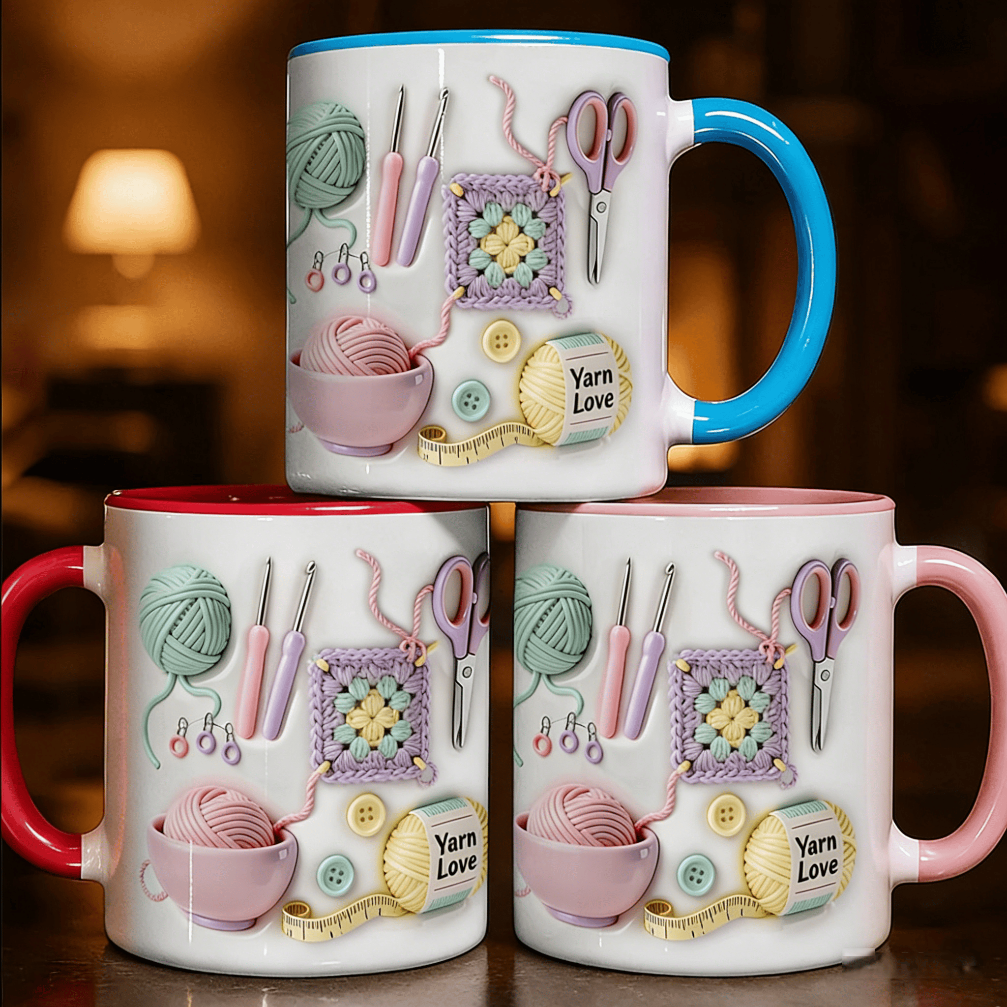 Ceramic Mug with Knitting Design
