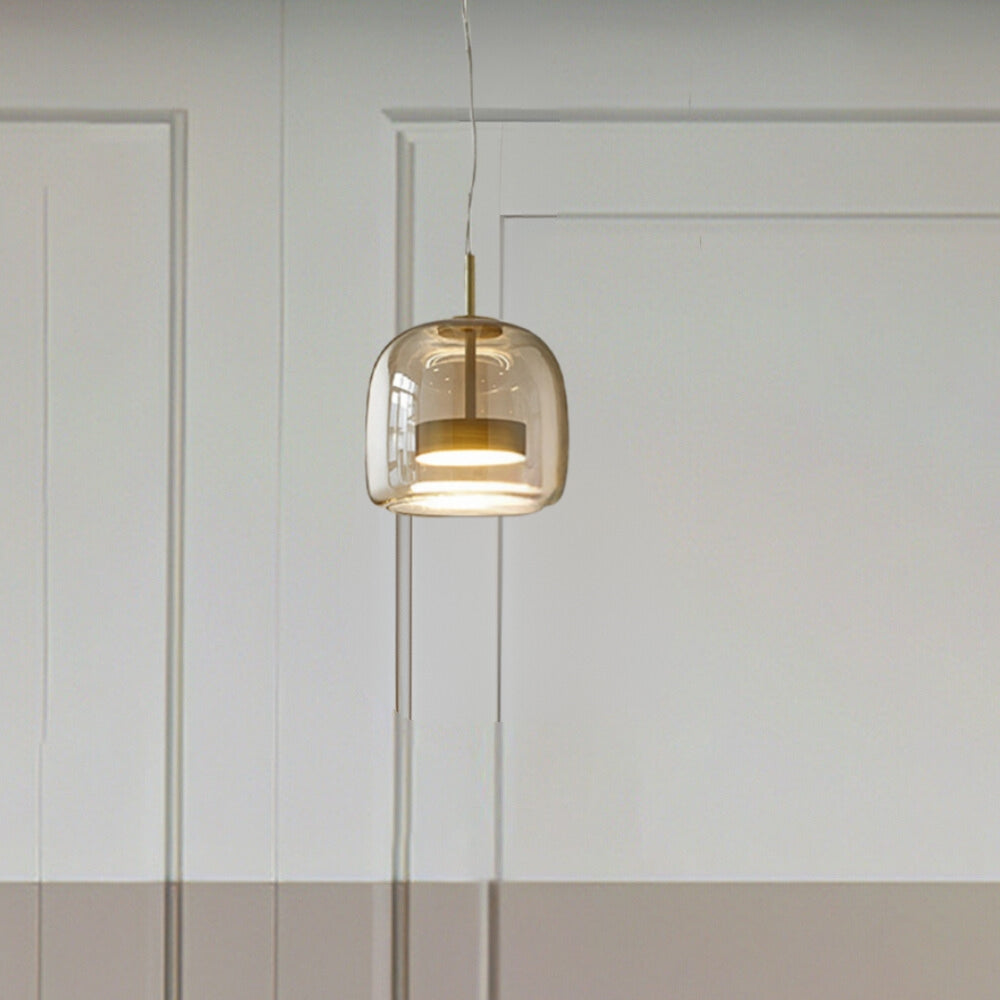 Glass Pendant Light with Warm LED Clear Warm White