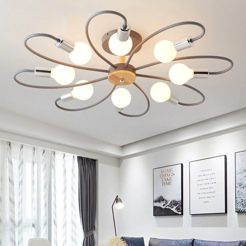 Modern Metal Ceiling Light with Curved Arms