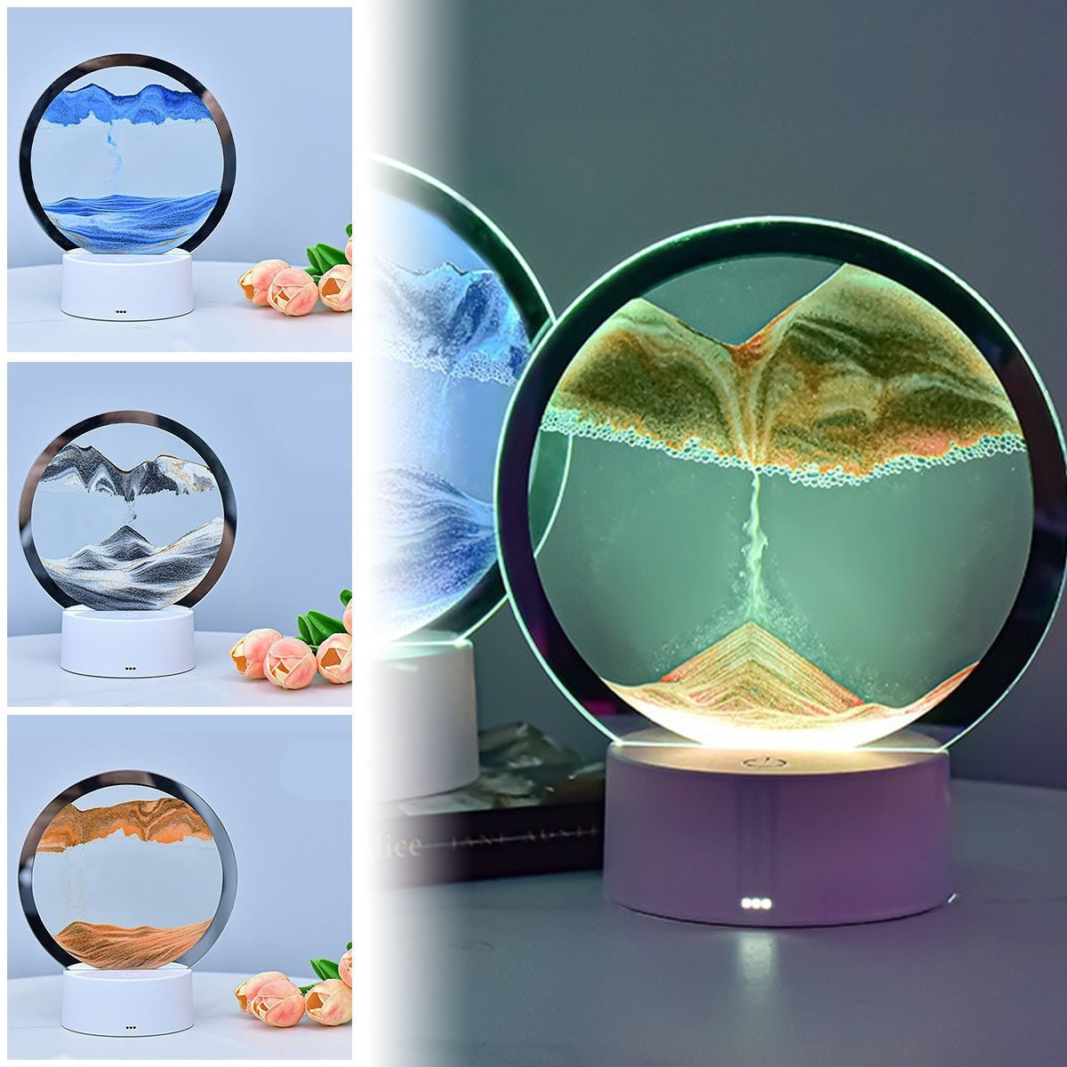 LED Sand Art Lamp with Color Changing Light