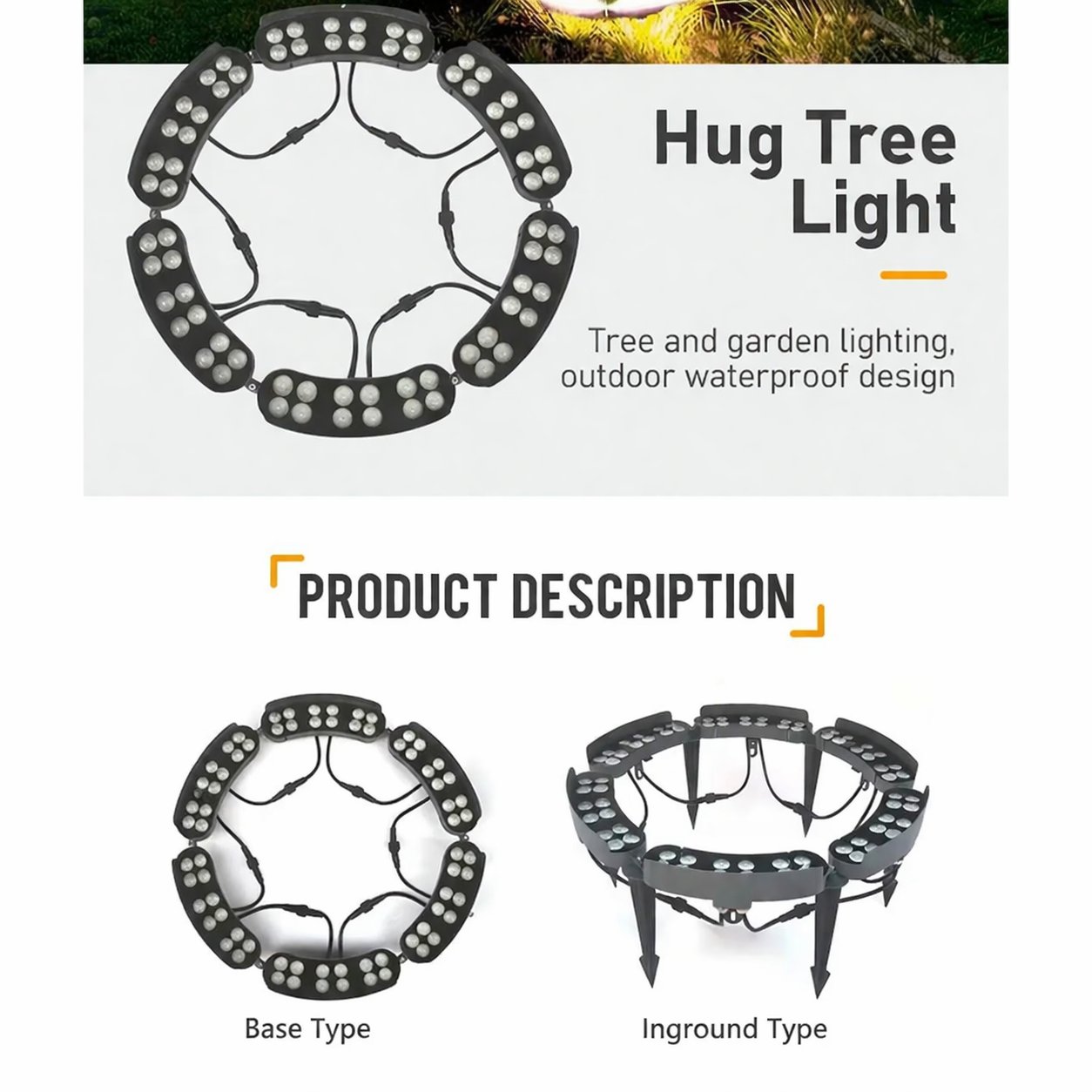 LED Tree Ring Light with 32 Warm LEDs