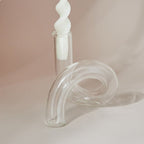 Glass Spiral Candle Holder - Modern Twisted Design Clear Vase
