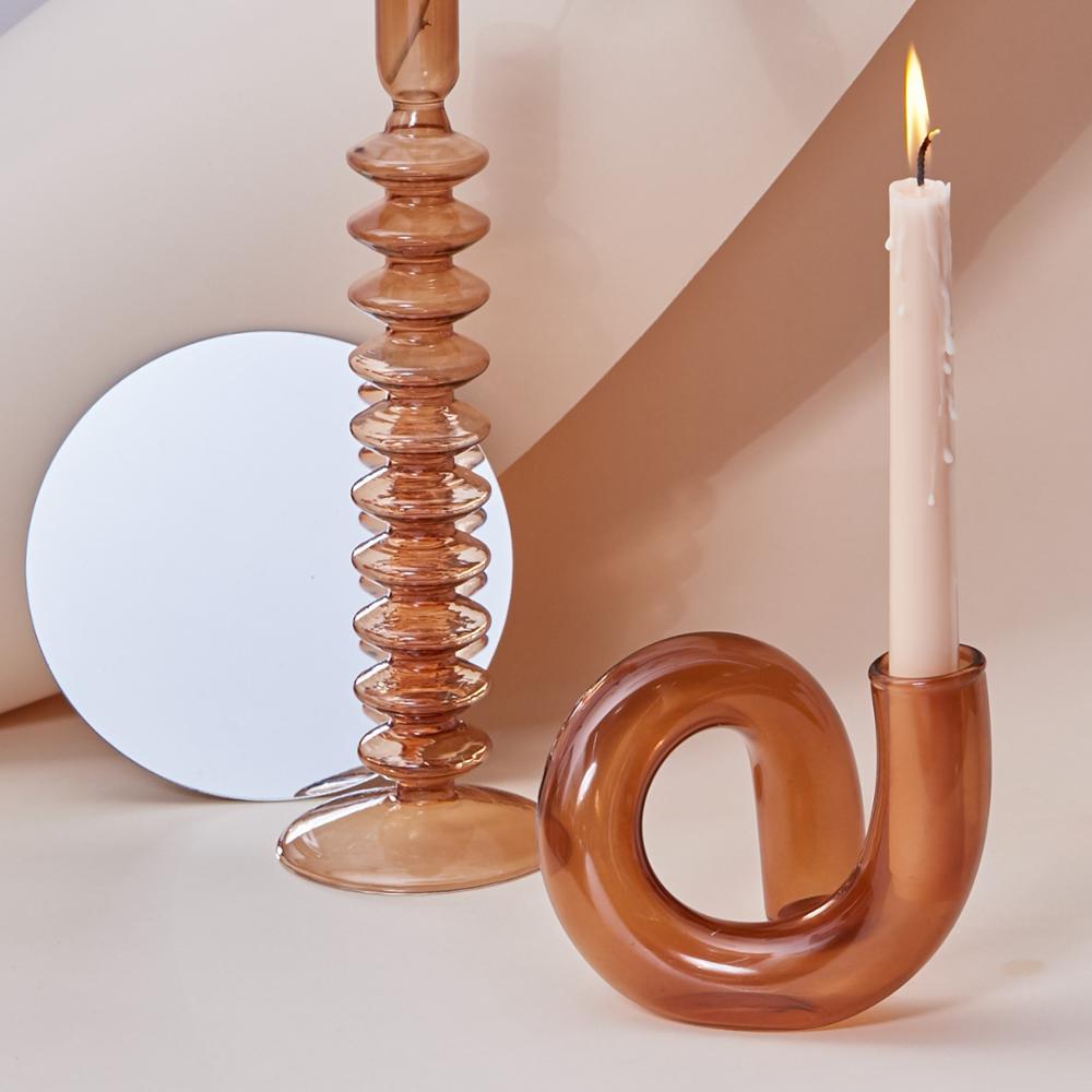 Glass Spiral Candle Holder - Modern Twisted Design