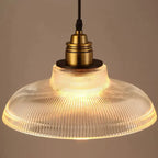 Ribbed Glass Pendant Light with Brass Hardware