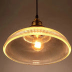 Ribbed Glass Pendant Light with Brass Hardware