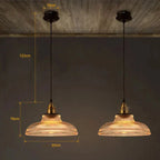 Ribbed Glass Pendant Light with Brass Hardware