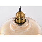 Ribbed Glass Pendant Light with Brass Hardware