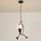 Adjustable Figure Pendant Light with Playful Wire Design 1 Incandescent light bulb