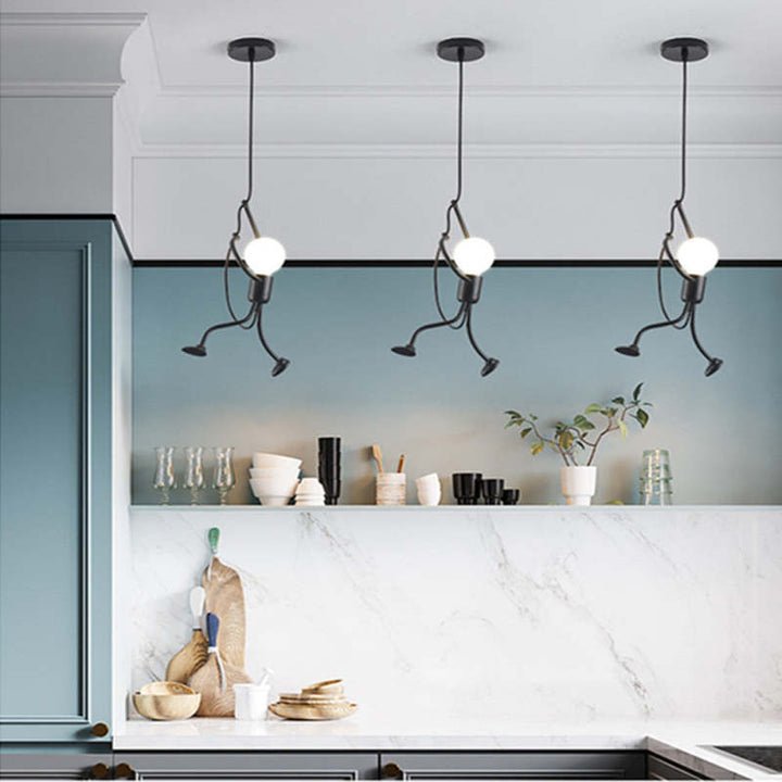 Adjustable Figure Pendant Light with Playful Wire Design
