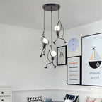 Adjustable Figure Pendant Light with Playful Wire Design 3 Lamps in a Circle