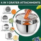 Stainless Steel Bowl with Grater and Strainer – 3 in 1