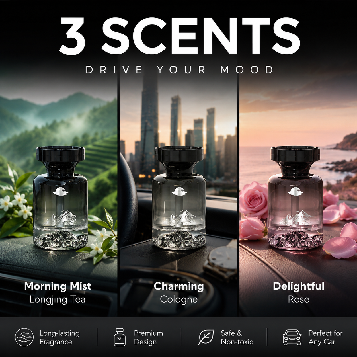 Car Air Freshener with Mountain Design - 110ml Long-Lasting