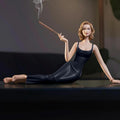 Elegant Woman Incense Holder with Cigarette Holder Design Black Muse