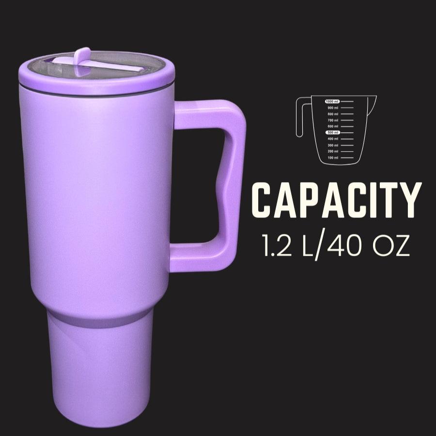 Insulated Travel Mug with Handle and Flip Straw - 40 oz