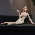 Elegant Woman Incense Holder with Cigarette Holder Design Ivory Muse