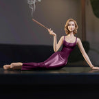 Elegant Woman Incense Holder with Cigarette Holder Design Wine Muse