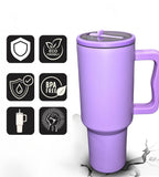 Insulated Travel Mug with Handle and Flip Straw - 40 oz