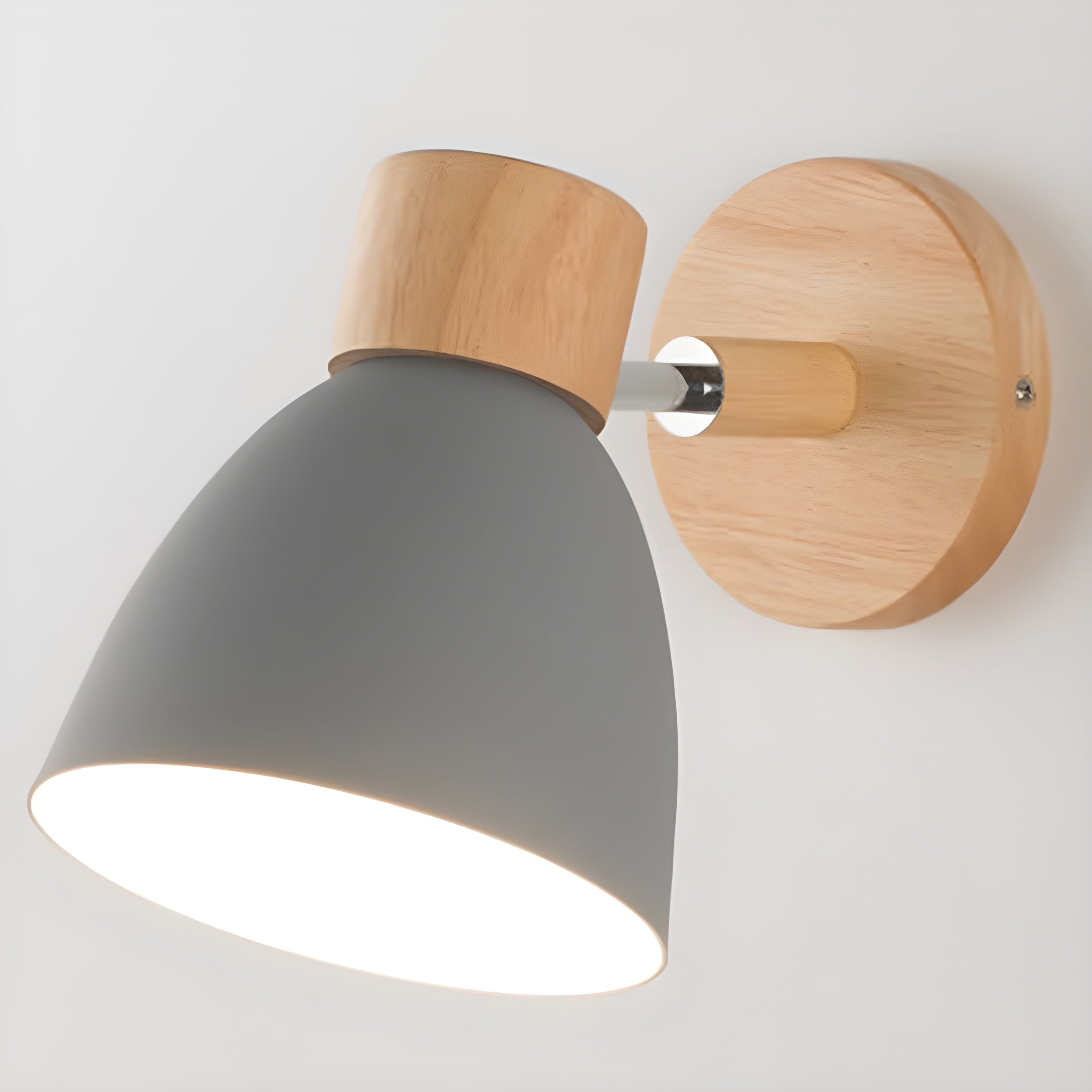 Nordic Wall Sconce with Wood Base and Switch