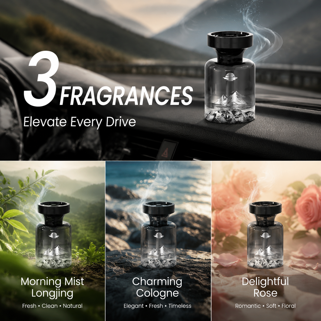 Car Air Freshener with Mountain Design - 110ml Long-Lasting