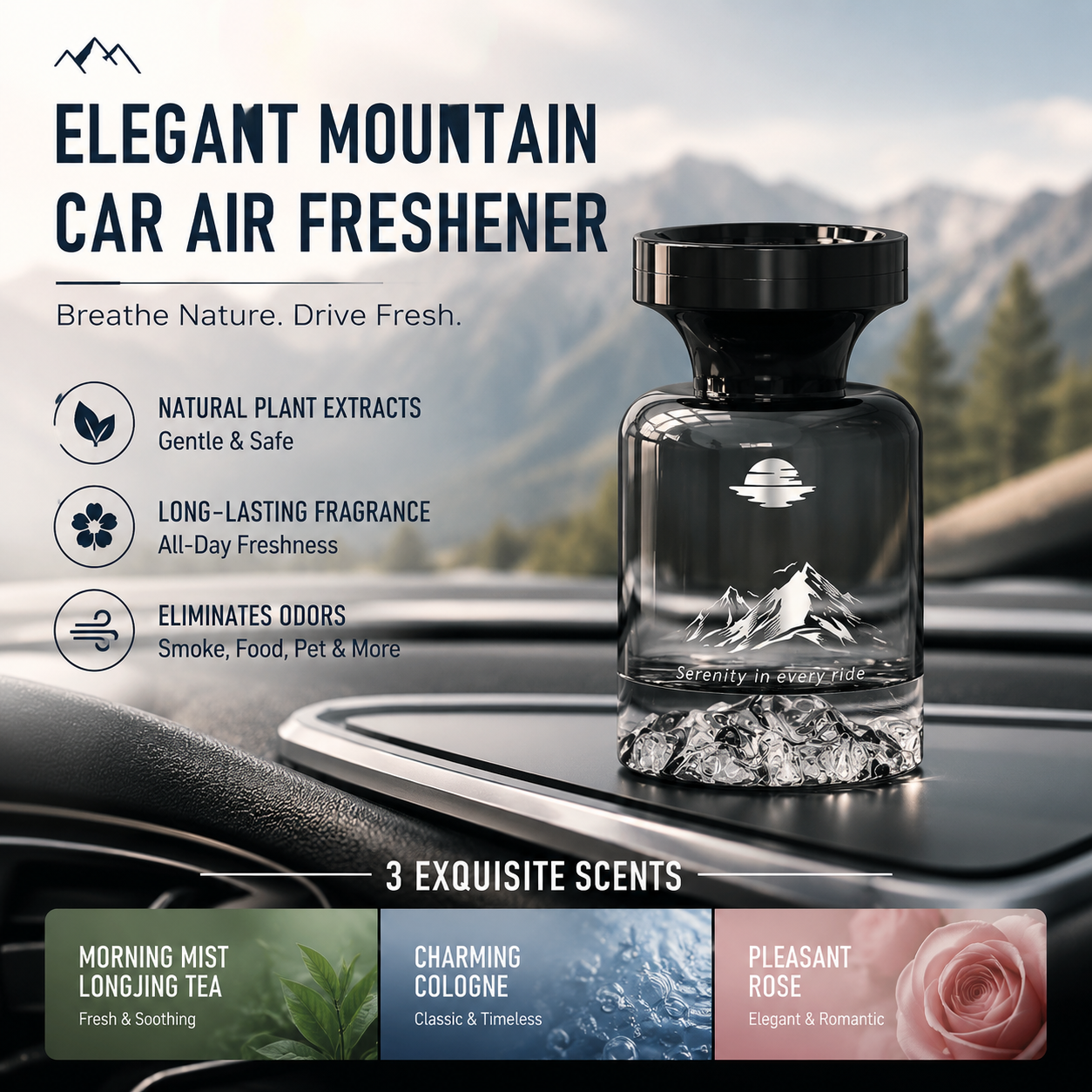 Car Air Freshener with Mountain Design - 110ml Long-Lasting