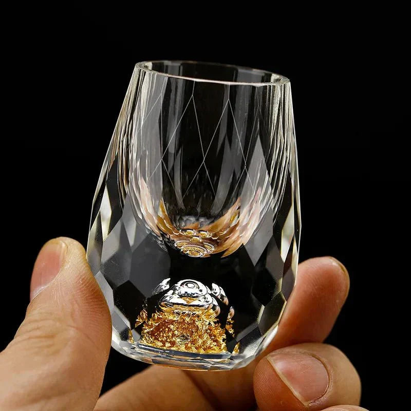 Crystal Shot Glasses with Gold Flakes Set of 6