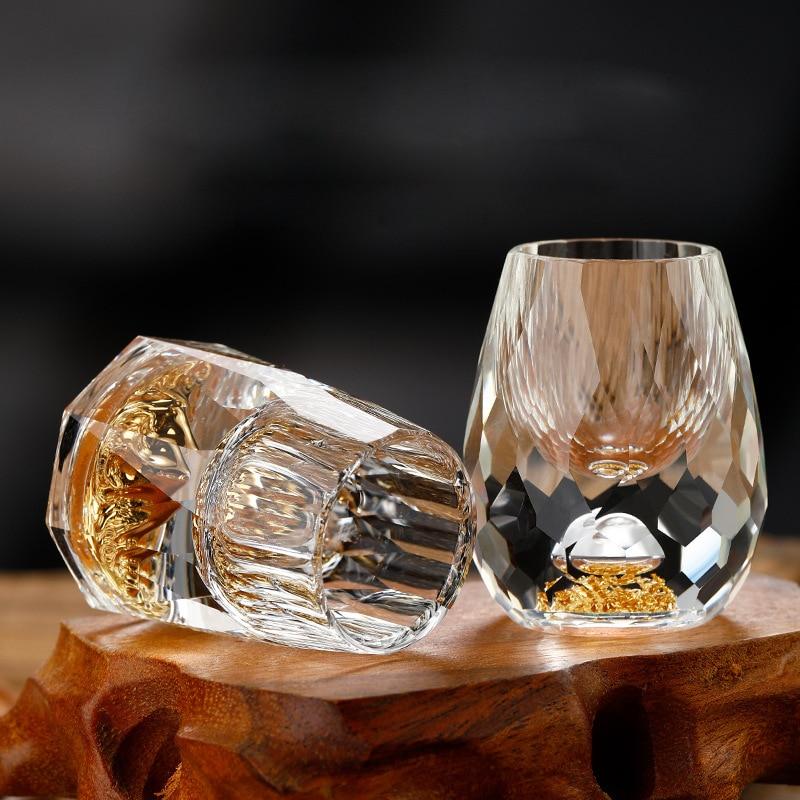 Crystal Shot Glasses with Gold Flakes Set of 12